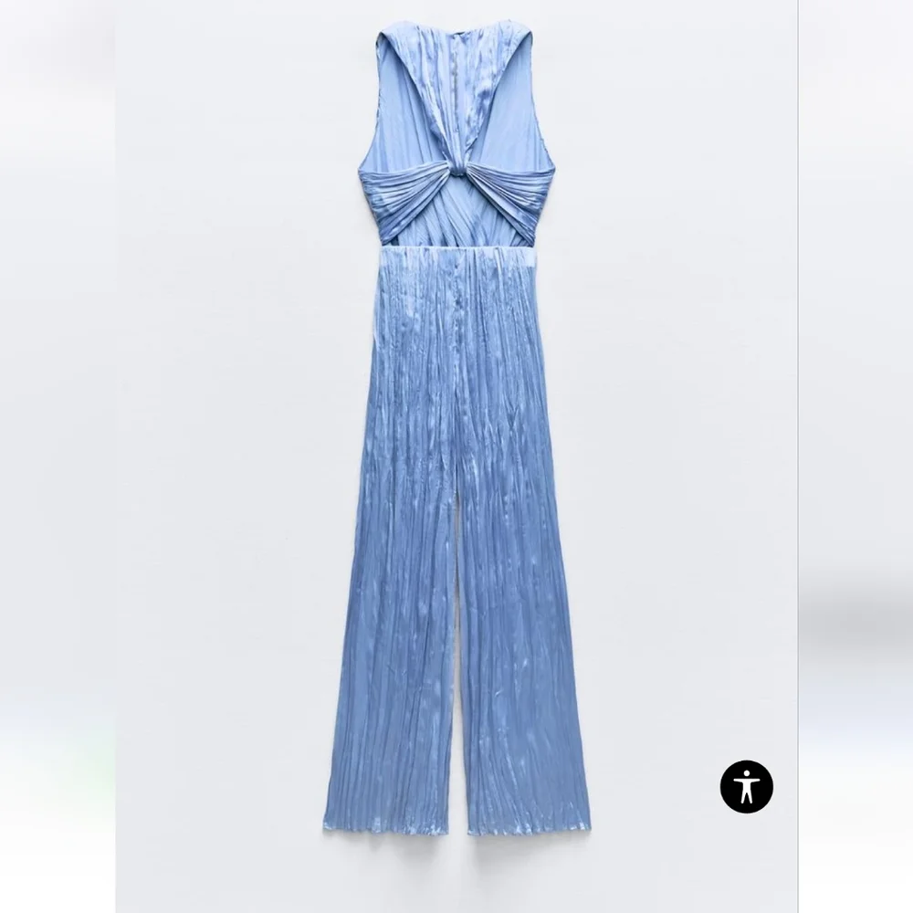 Zara NWTs Satin Jumpsuit With Wrinkled Effect - Picture 5 of 10
